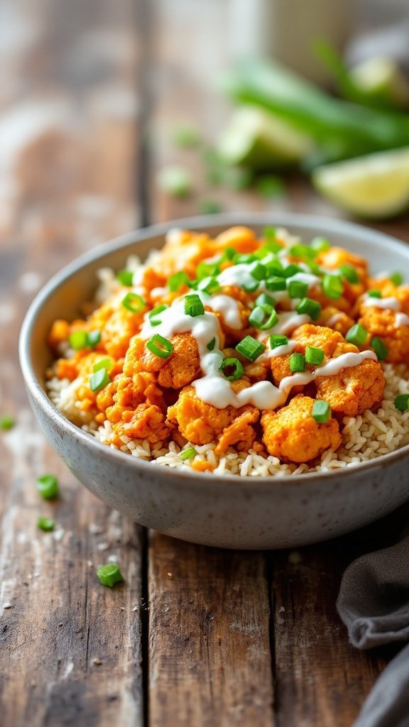 Buffalo Cauliflower and Rice Bowl.