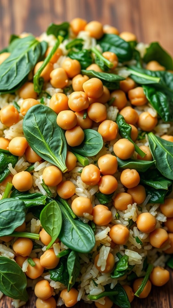 Chickpea and Spinach Rice Pilaf