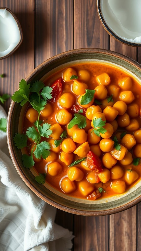 A bowl of chickpea curry garnished with cilantro

11 Cheap Dairy-Free Dinner Recipes