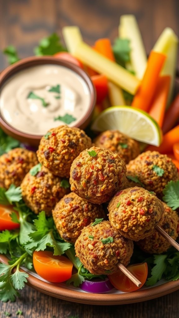 Falafel kebabs served with tahini sauce and fresh vegetables.

15 Affordable Kebab Recipes