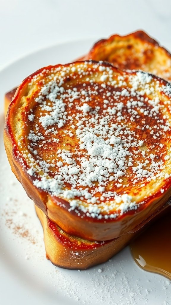 Delicious French toast topped with powdered sugar