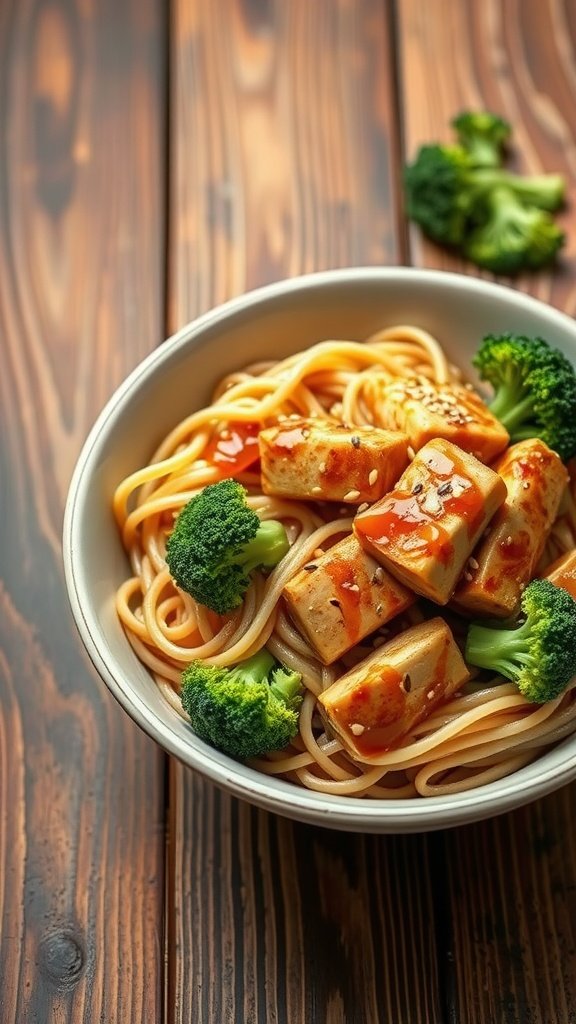 Teriyaki Chicken Noodles with broccoli