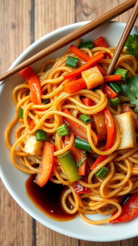 A bowl of vegetarian stir-fried noodles with colorful vegetables.

Easy One-Pot Meals You Can Make for Under $10