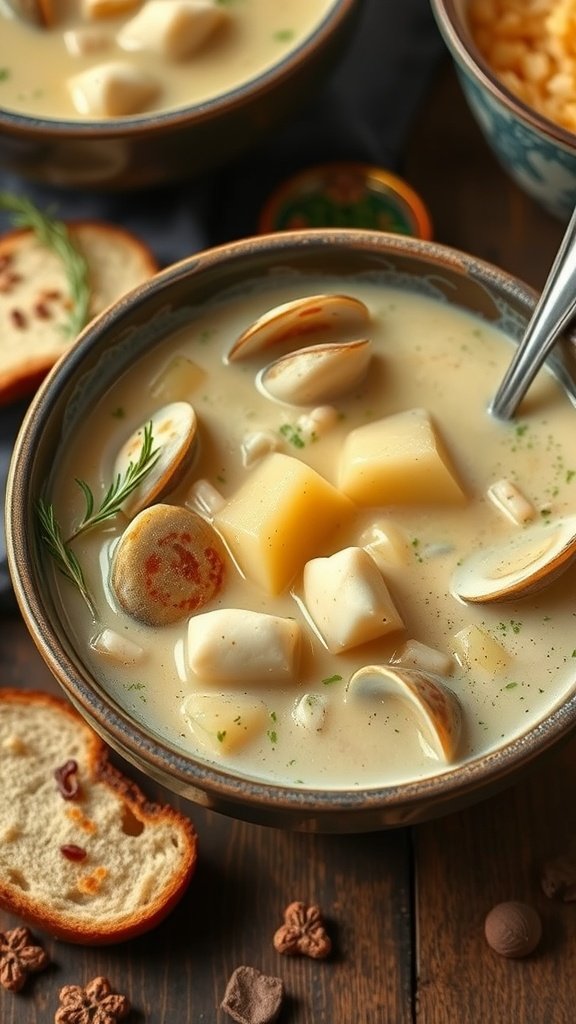 A bowl of classic clam chowder with potatoes and herbs

traditional ash wednesday recipes